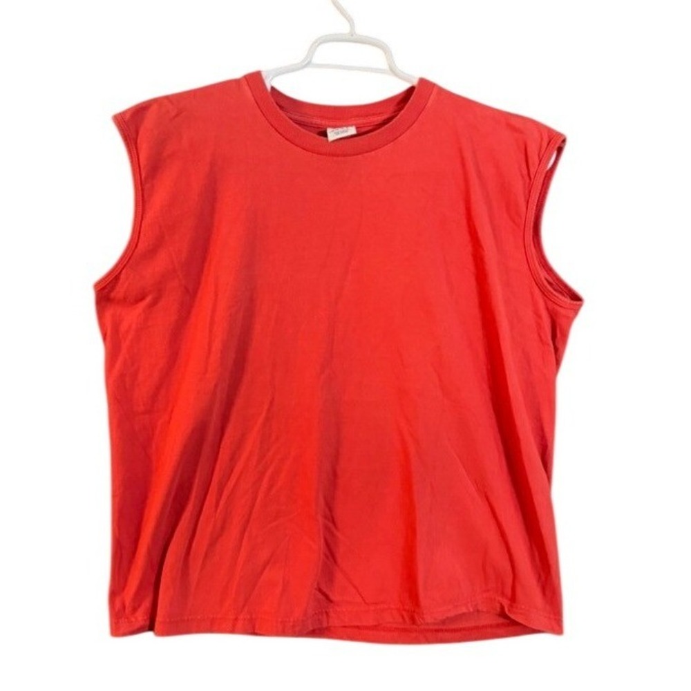 Jockey Mens 100% Cotton Sleeveless Muscle Tee Shirt Red Size Large
